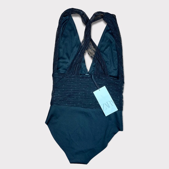 Zara Black Polkadot Lace Body Suit Leotard Small NWT - Picture 6 of 12